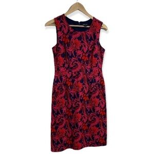 Lands End dress paisley floral pink red navy pockets stretch 2‎ gently worn
